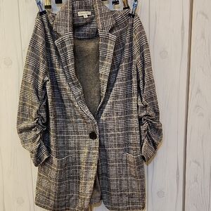 Max Studio Black and Gray Plaid Blazer
